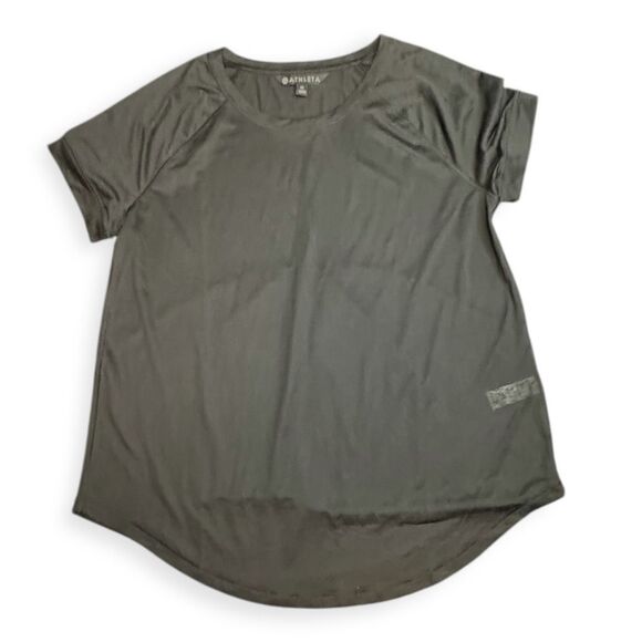 ATHLETA Women’s Black Semi Sheer Vapor Short Sleeve Tee Style #444777 Size Mediu - Picture 1 of 5